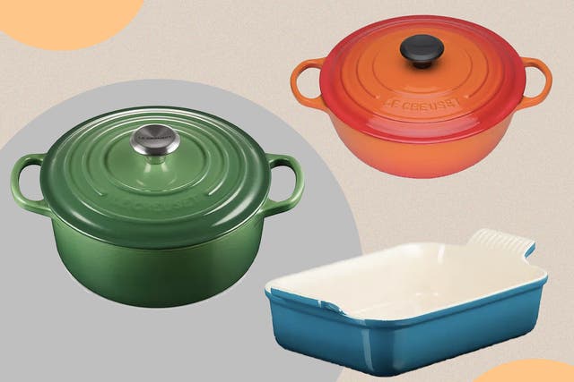 <p>Save on the signature cast-iron pot, as well as the stoneware oven dish</p>