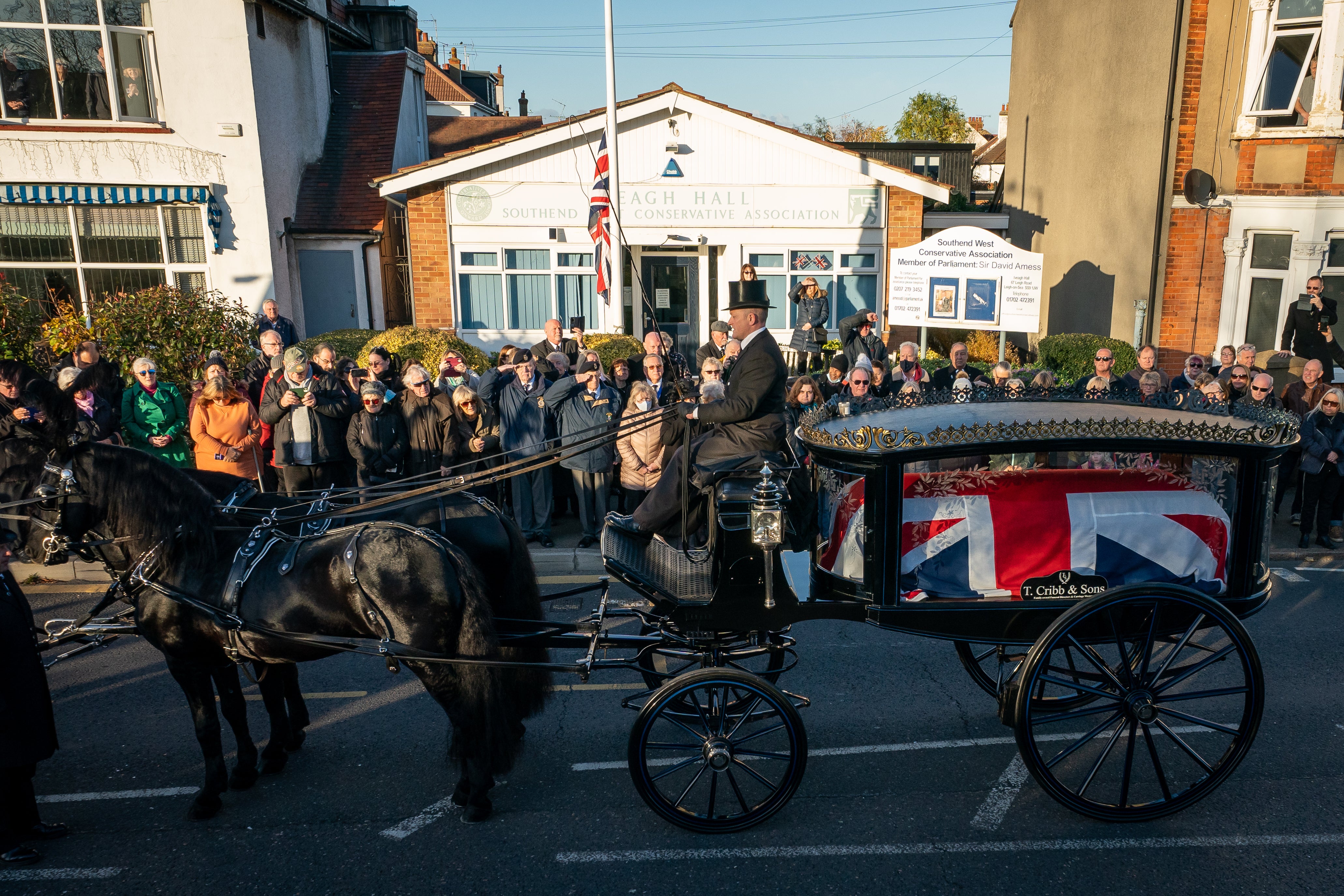Mourners pay their respects to Sir David Amess (Aaron Chown/PA)