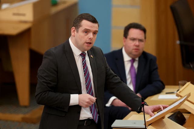 Scottish Conservative leader Douglas Ross was speaking in Dumfries on Monday (Russell Cheyne/PA)