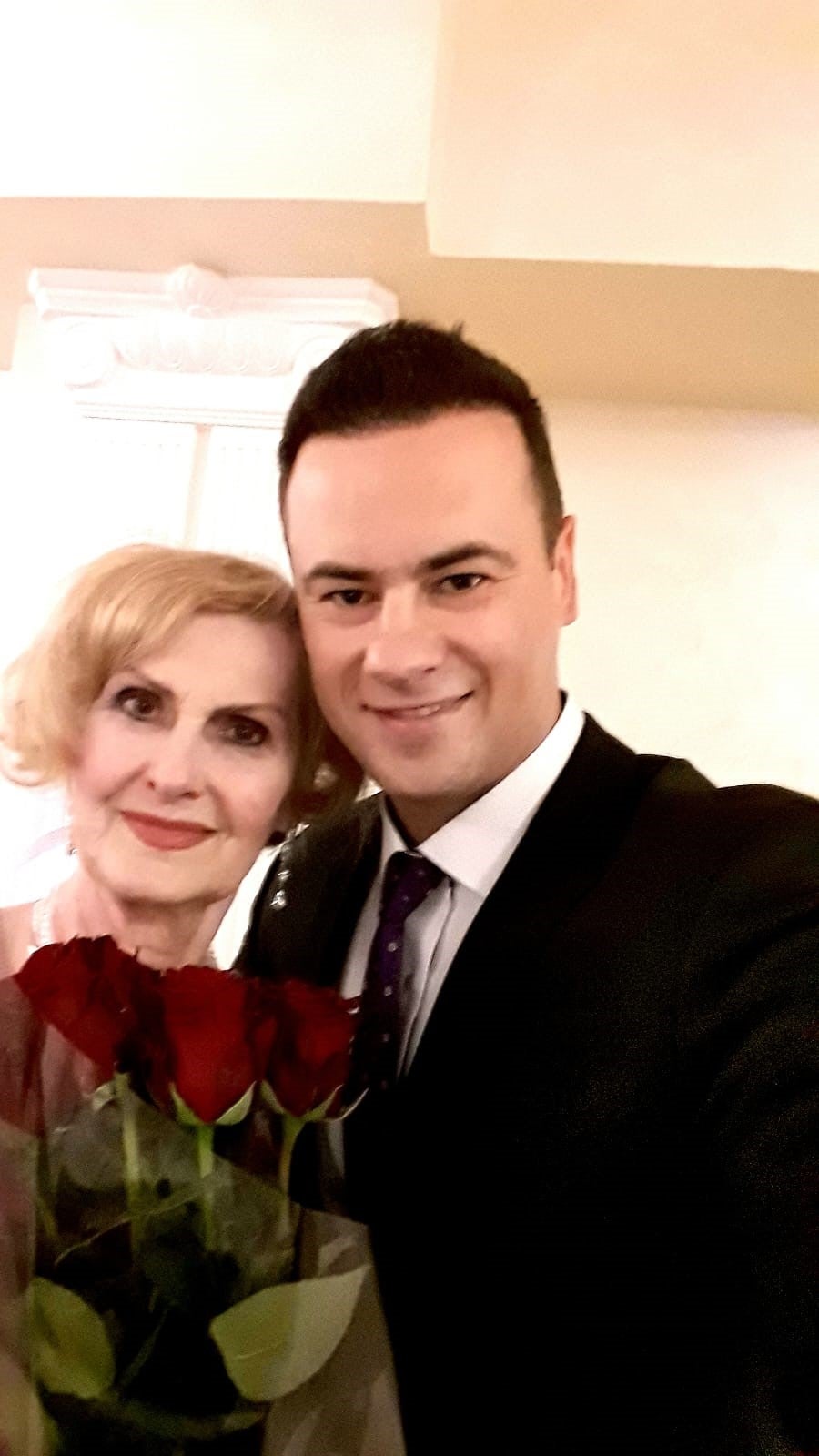 Maksym Yali, 42, professor of international relations, with his mother, Kateryna, a year ago