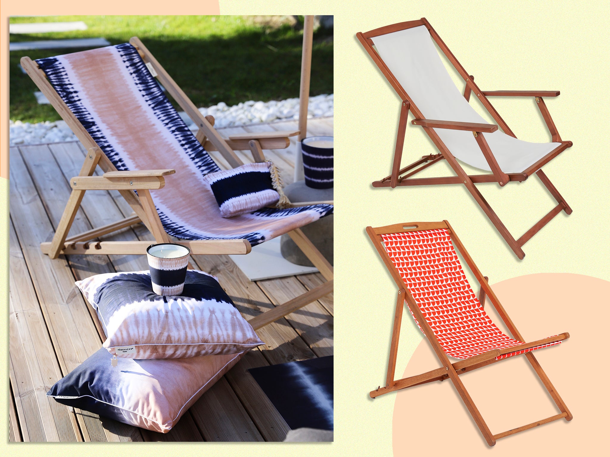 Waterproof Garden and Balcony Resistant Thick slats Load up to 130 kg. Holtaz Premium deckchair in Beech Wood 