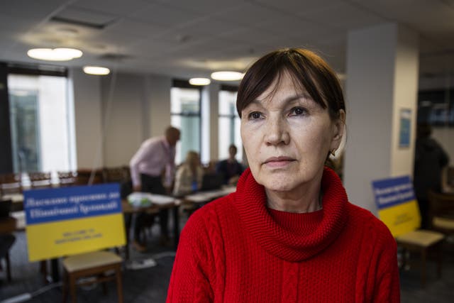 Volunteer Ukrainian interpreter Galyna Valvenkina at the centre in Belfast (Liam McBurney/PA)