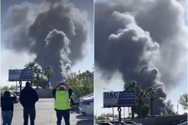 <p>Video shows huge plume of smoke as California UPS facility engulfed in flames</p>