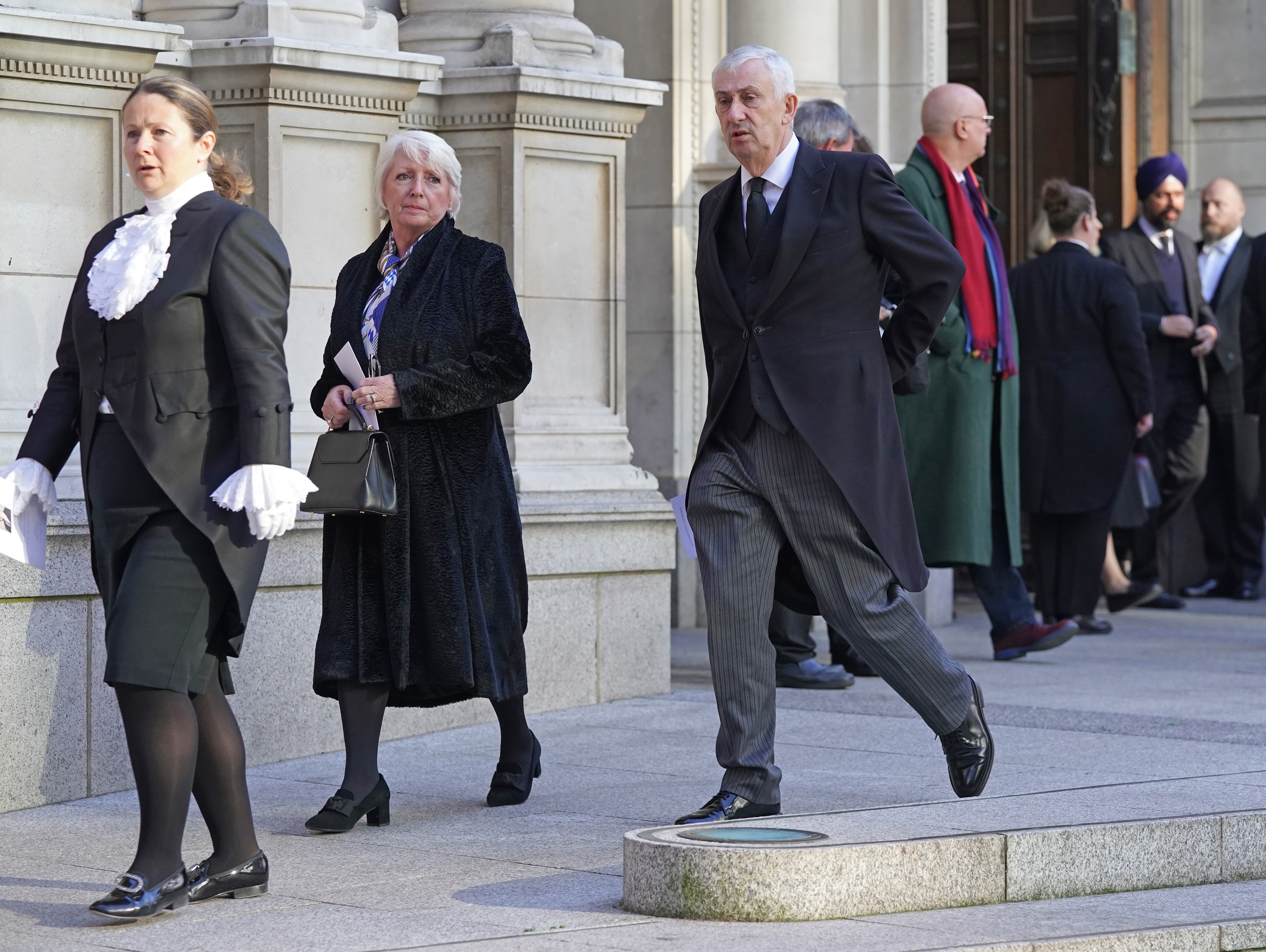 Speaker Sir Lindsay Hoyle leaves Westminster Cathedral following a requiem mass for Sir David Amess MP (Kirsty O’Connor/PA)