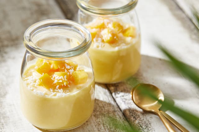 <p>These no-cook dessert cups are a simple blend of mango and light coconut milk</p>