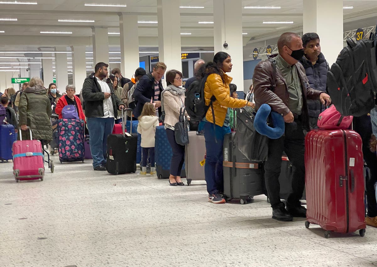 Airport chaos – live: Queues stretch outside terminal buildings ahead of Easter weekend