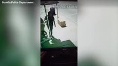 Tesla driver narrowly misses two people after mounting pavement