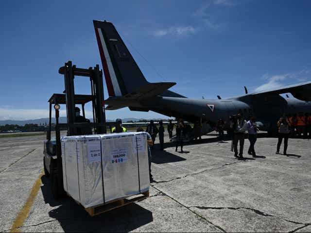 <p>A batch of donated AstraZeneca vaccines arrives in Guatemala</p>