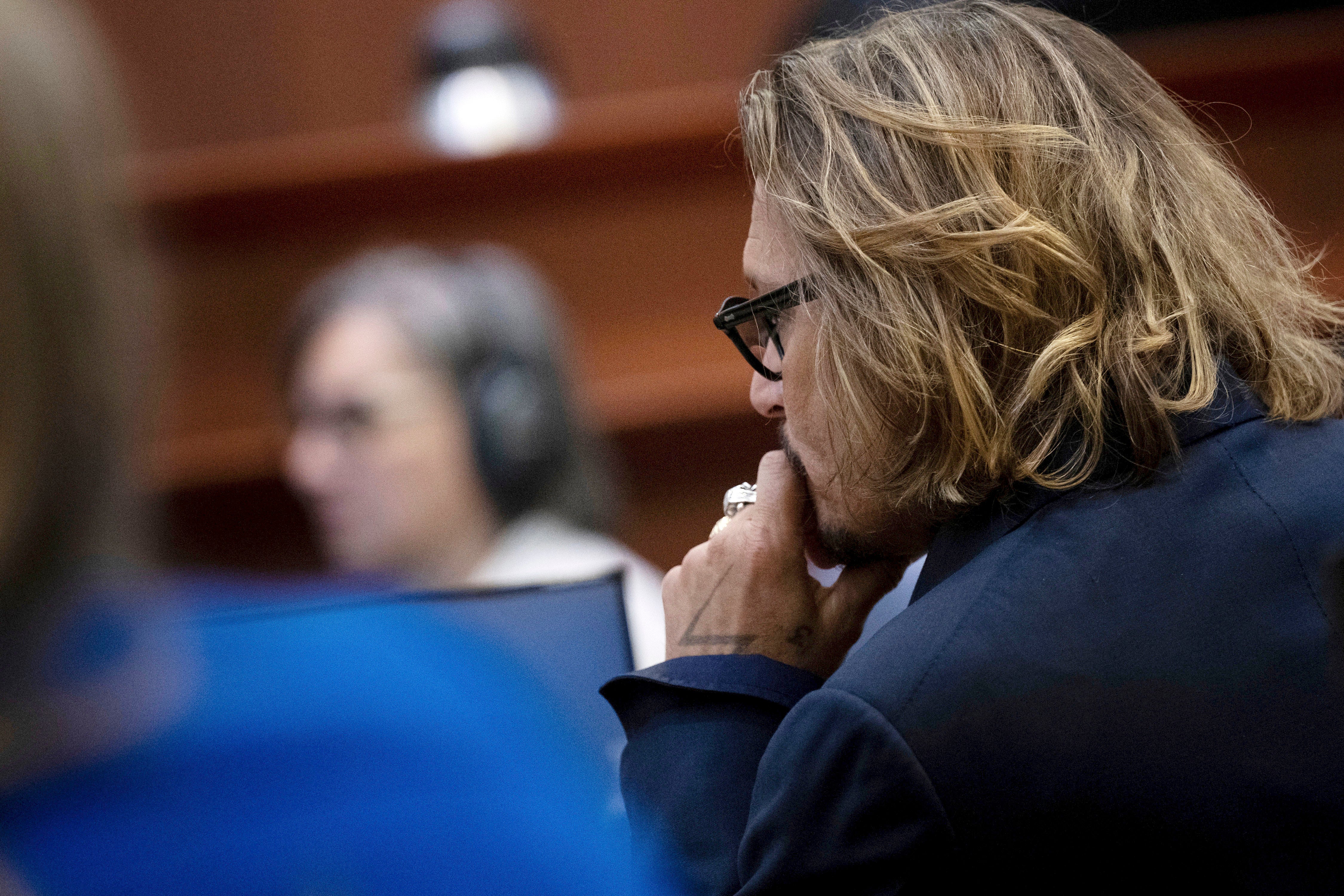 Actor Johnny Depp inside the courtroom at the Fairfax County Circuit Court (Brendan Smialowski/AP)