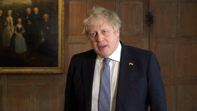 <p>Boris Johnson delivers a statement of apology at his country residence Chequers after news of his police fine broke on Tuesday </p>