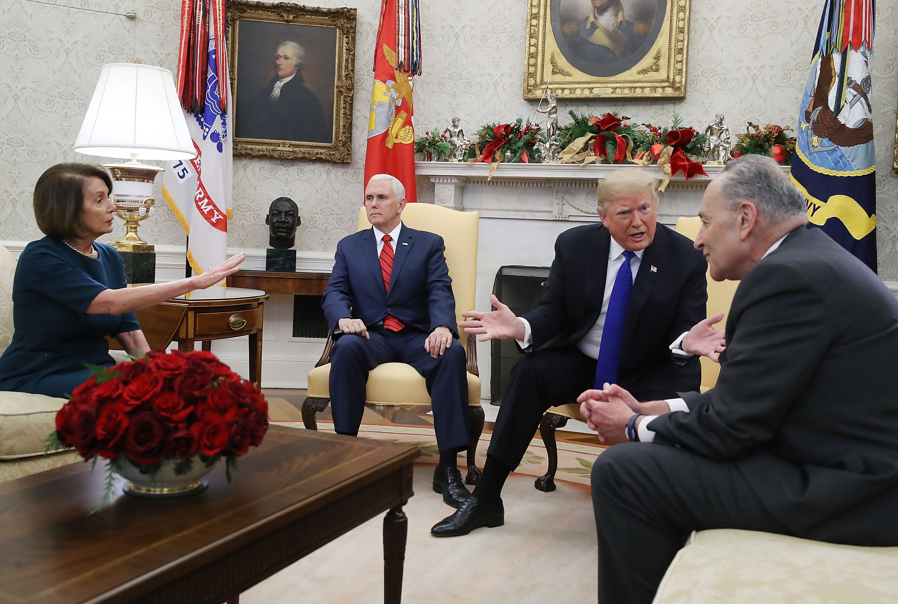 Pelosi rebukes Donald Trump during an Oval Office meeting in November 2018