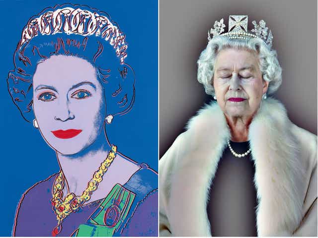 <p>Portraits of the Queen by Andy Warhol (left) and Chris Levine (right) </p>