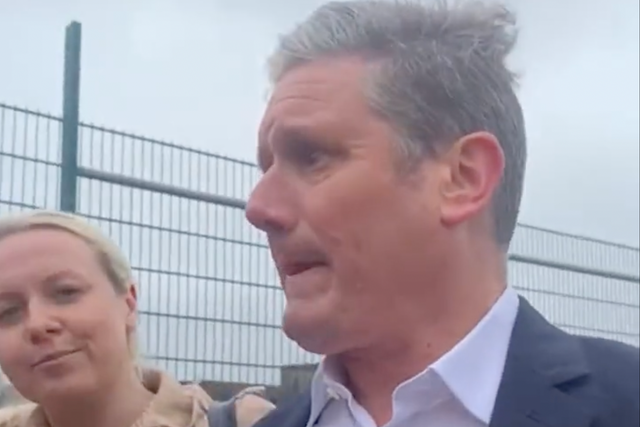 <p>Keir Starmer looked uncomfortable during the exchange</p>