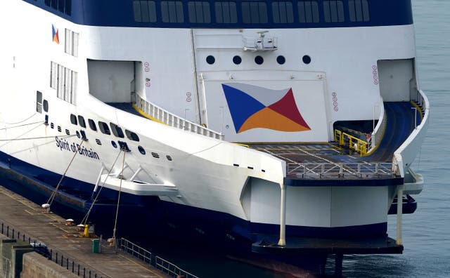 The P&O Ferries vessel Spirit of Britain, moored at the Port of Dover in Kent (Gareth Fuller/PA)