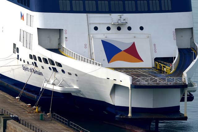 The P&O Ferries vessel Spirit of Britain, moored at the Port of Dover in Kent (Gareth Fuller/PA)