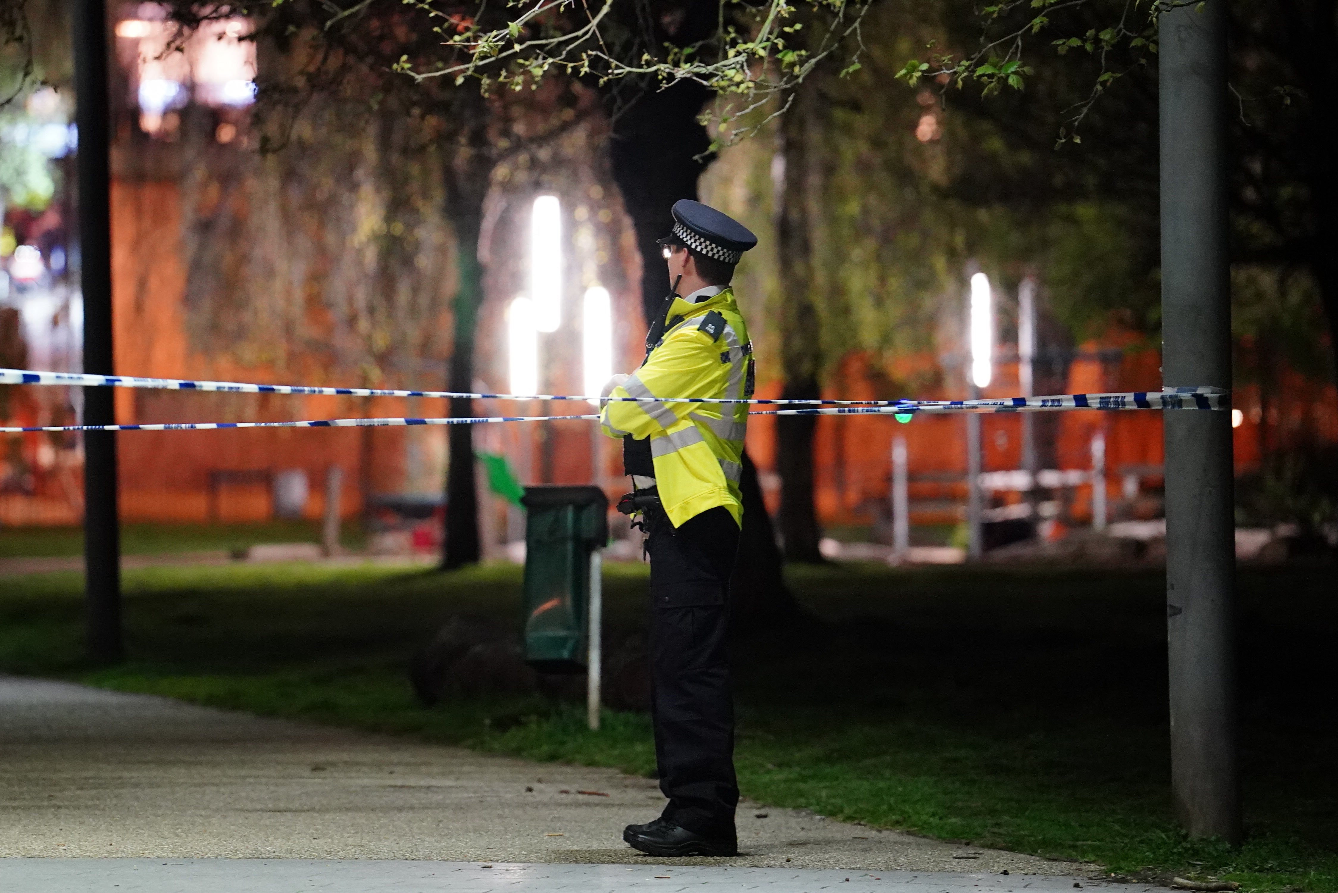 Police at the scene in Lewisham after a 16-year-old boy died in a stabbing (Dominic Lipinski/PA)