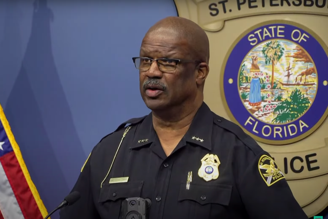 <p>Chief Anthony Holloway of the St Petersburg Police Department warns that the same killer may be behind two recent homicides</p>