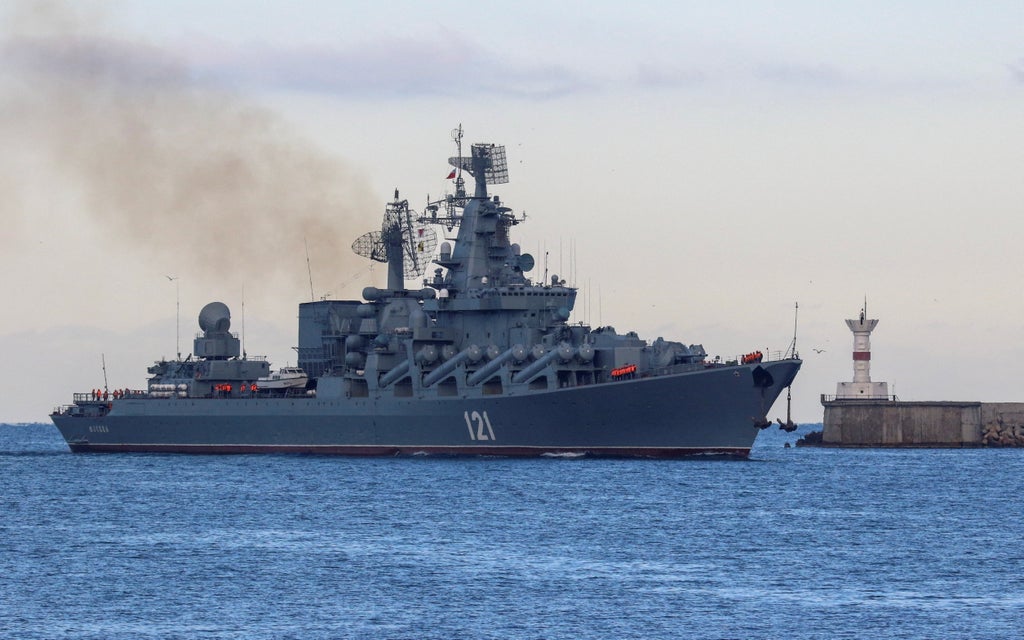 Ukraine news – live: Russian warship ‘seriously damaged’ in Black Sea as Putin accused of ‘terrorism’
