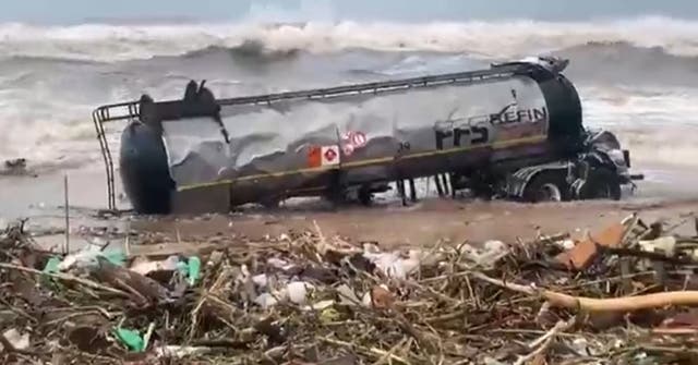 <p>The tanker washed up outside a country club in Durban, South Africa</p>