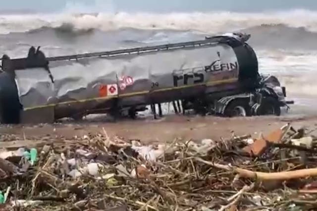 <p>The tanker washed up outside a country club in Durban, South Africa</p>