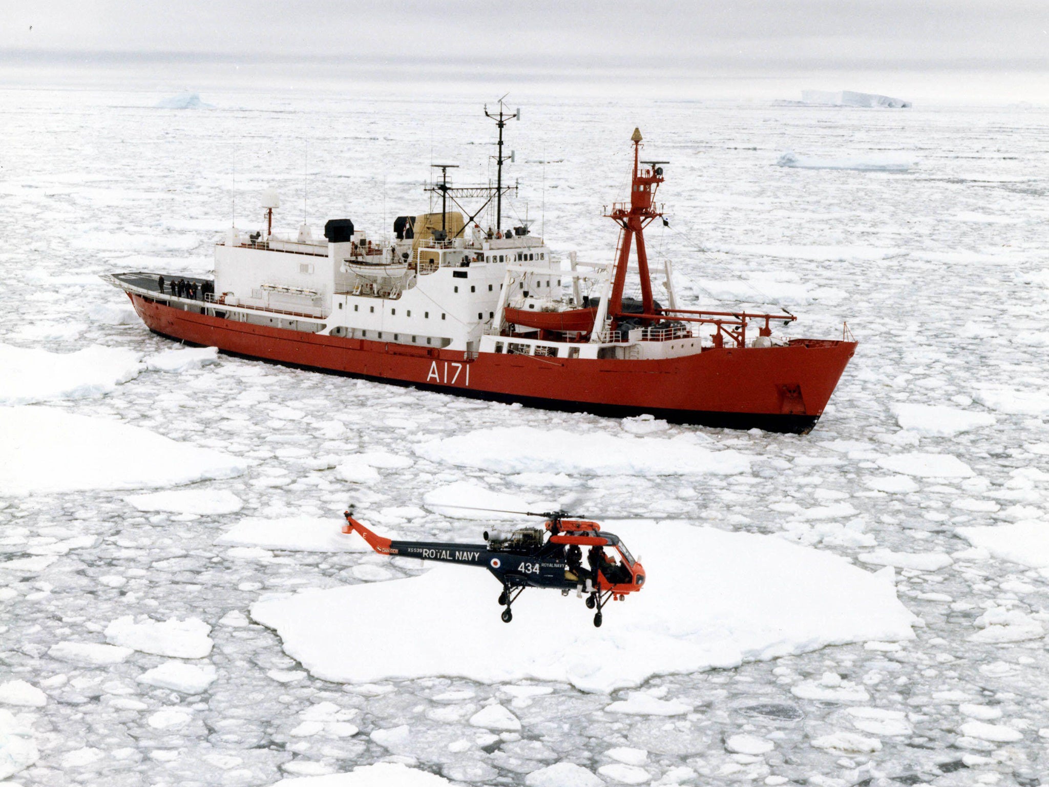HMS Endurance in the Weddell Sea, in the East Antarctic Peninsula, 1984