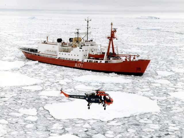 <p>HMS Endurance in the Weddell Sea, in the East Antarctic Peninsula, 1984</p>