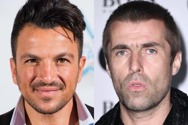 <p>Peter Andre and Liam Gallagher</p>