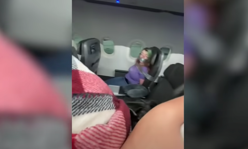 Video posted to TikTok showed an American Airlines passenger duct-taped to her seat after she allegedly attacked crew members