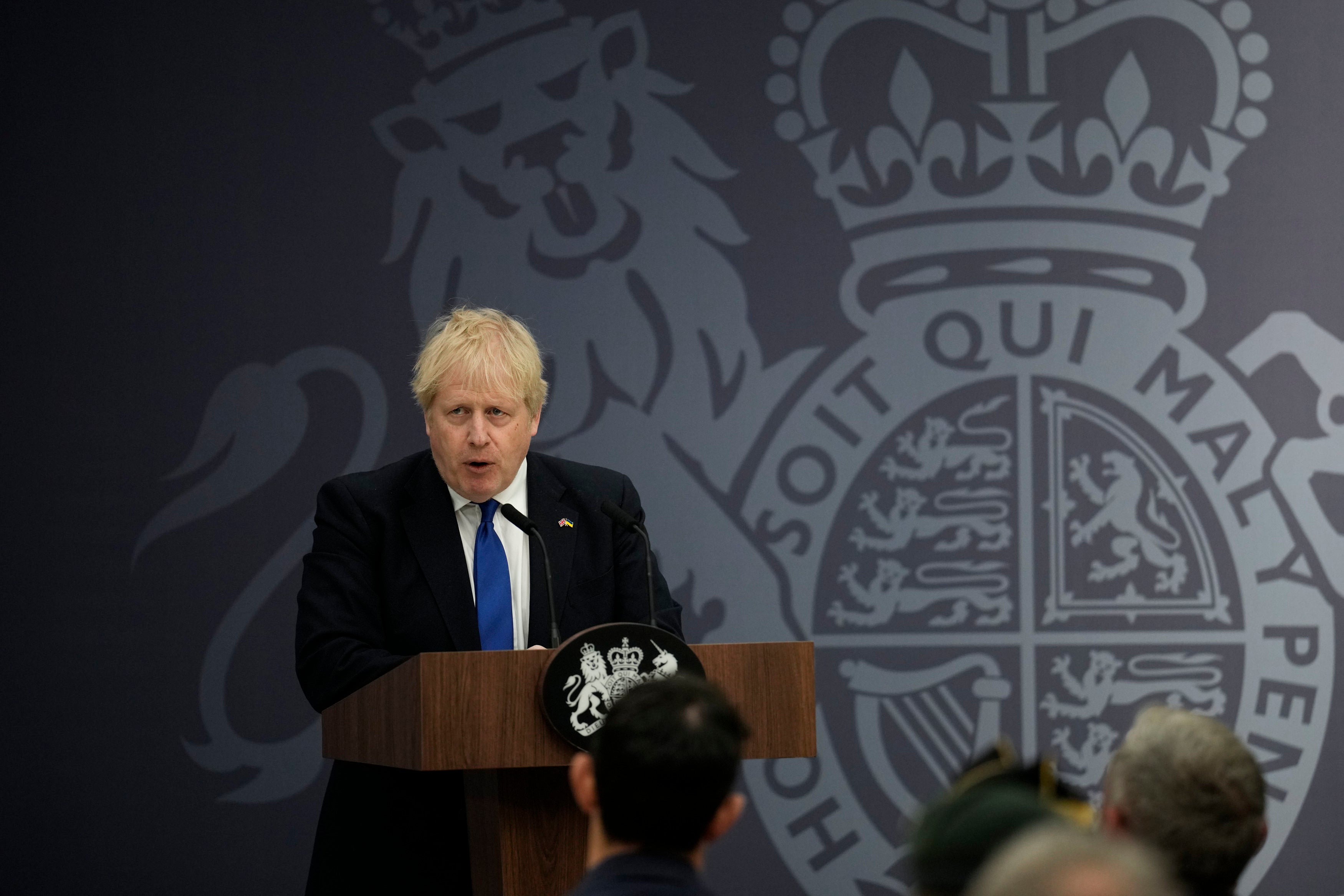 Boris Johnson delivers a speech at Lydd airport in Kent on Thursday