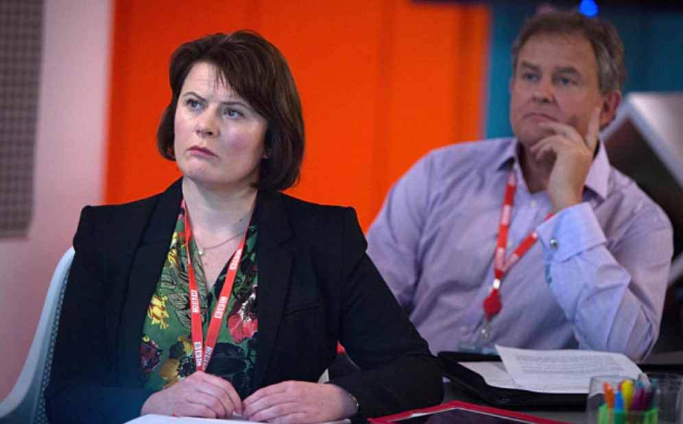 ‘I’m not being funny or anything, but…’: Monica Dolan and Hugh Bonneville in ‘W1A’