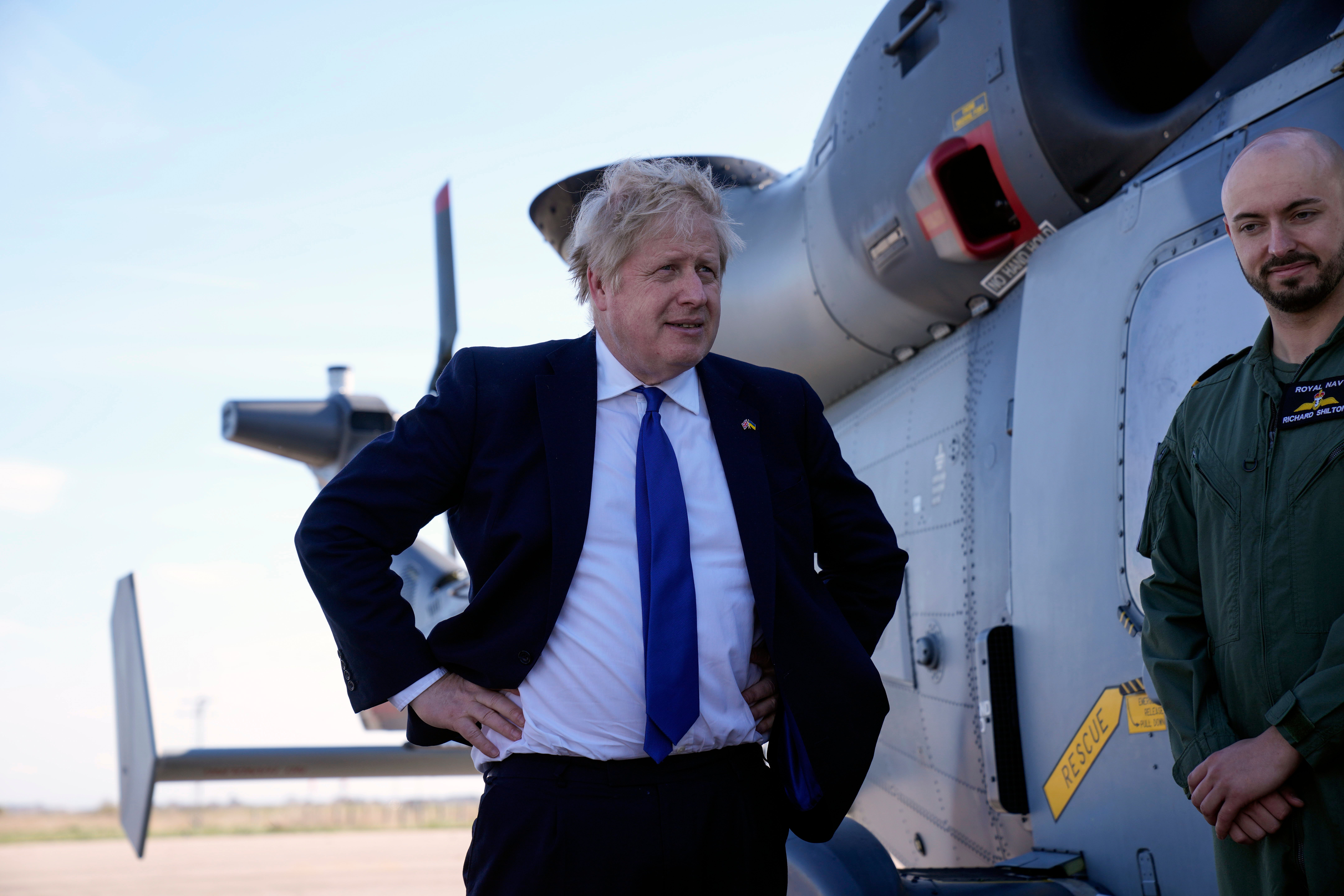 Boris Johnson in Kent on Thursday, after announcing the government’s immigration deal