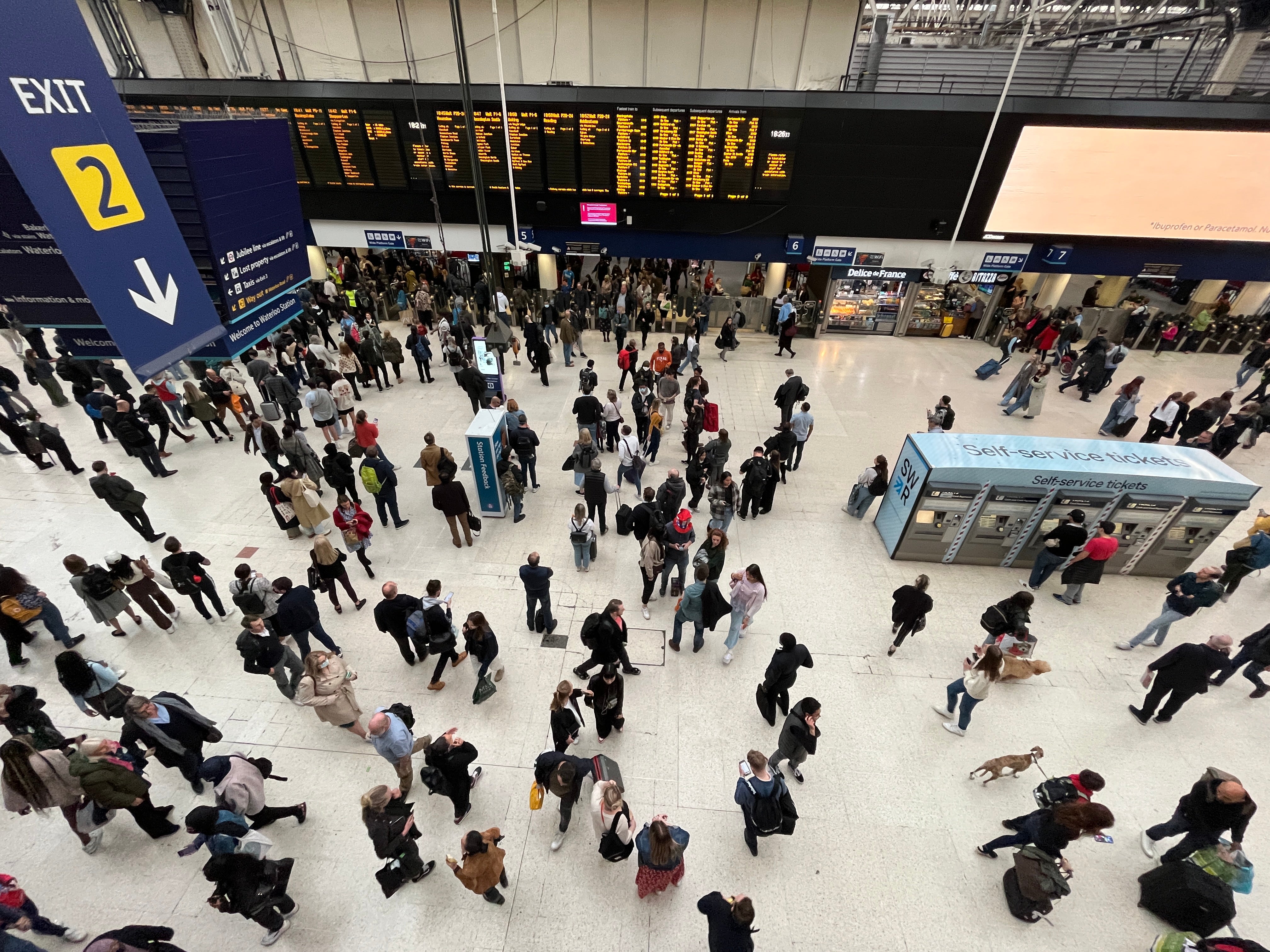 Going places? The UK’s busiest railway station, London Waterloo, on Maundy Thursday