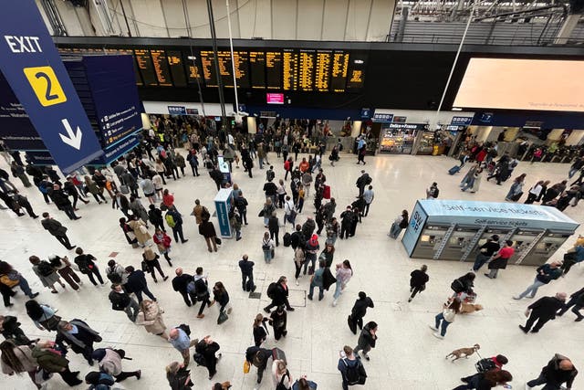 <p>Going places? The UK’s busiest railway station, London Waterloo, on Maundy Thursday</p>