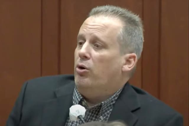 <p>Anthony Todt, 46, giving testimony during his trial. He is accused of murdering his wife, Megan Todt, and their three children, 3-year-old Alek, 11-year-old Tyler and 4-year-old Zoe. </p>