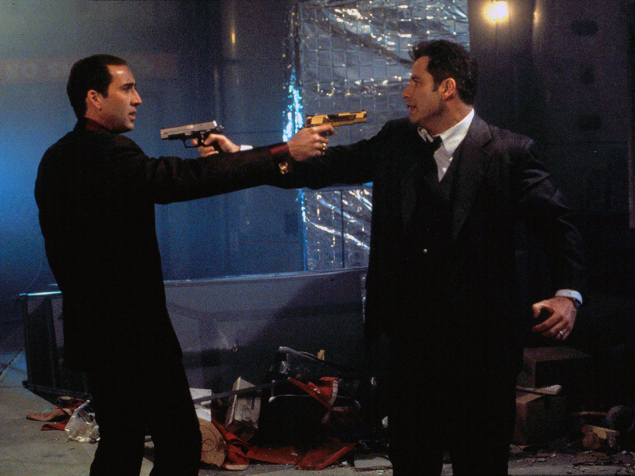 Cage and Travolta face off in, er, ‘Face/Off’