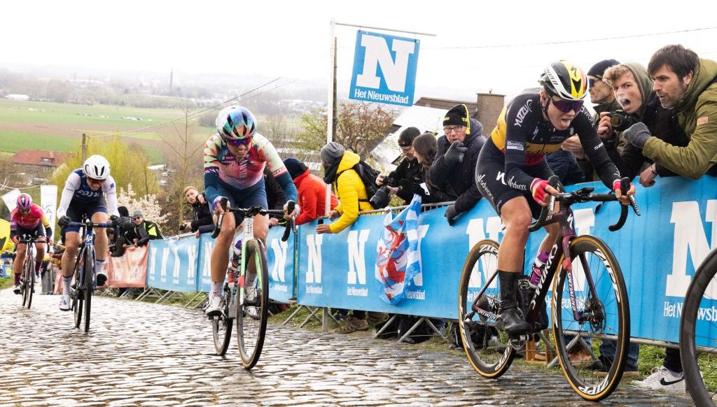 Kopecky (right) is looking to add Paris-Roubaix to her win in Flanders two weeks ago