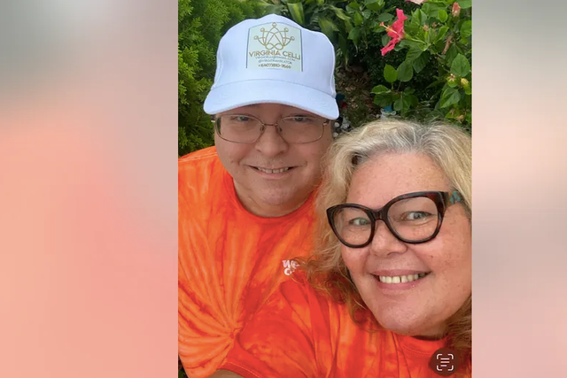 <p>Rick Parrish, left, says his wife, Virginia Celli-Olivo, was “doing something that she had done numerous times before, rescuing a turtle” when she was killed in a hit-and-run crash while trying to save one crossing the road.</p>