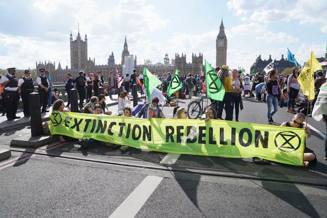 Protests are under way on Waterloo, Blackfriars, Lambeth and Westminster bridges (Stefan Rousseau/PA)