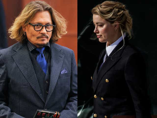 <p>Johnny Depp y Amber Heard en el Tribunal del Condado de Fairfax, en Virginia</p>