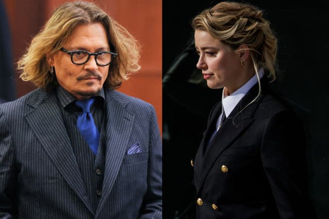 <p>Johnny Depp y Amber Heard en el Tribunal del Condado de Fairfax, en Virginia</p>