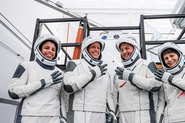 <p>The astronauts of Nasa’s Crew-4 mission to the ISS, Jessica Watkins, Robert hines, Kjell Lindgren and ESA astronaut Samantha Cristoforetti </p>
