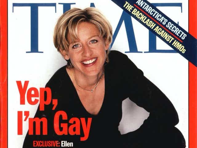 <p>Ellen DeGeneres on the cover of Time 25 years ago. </p>