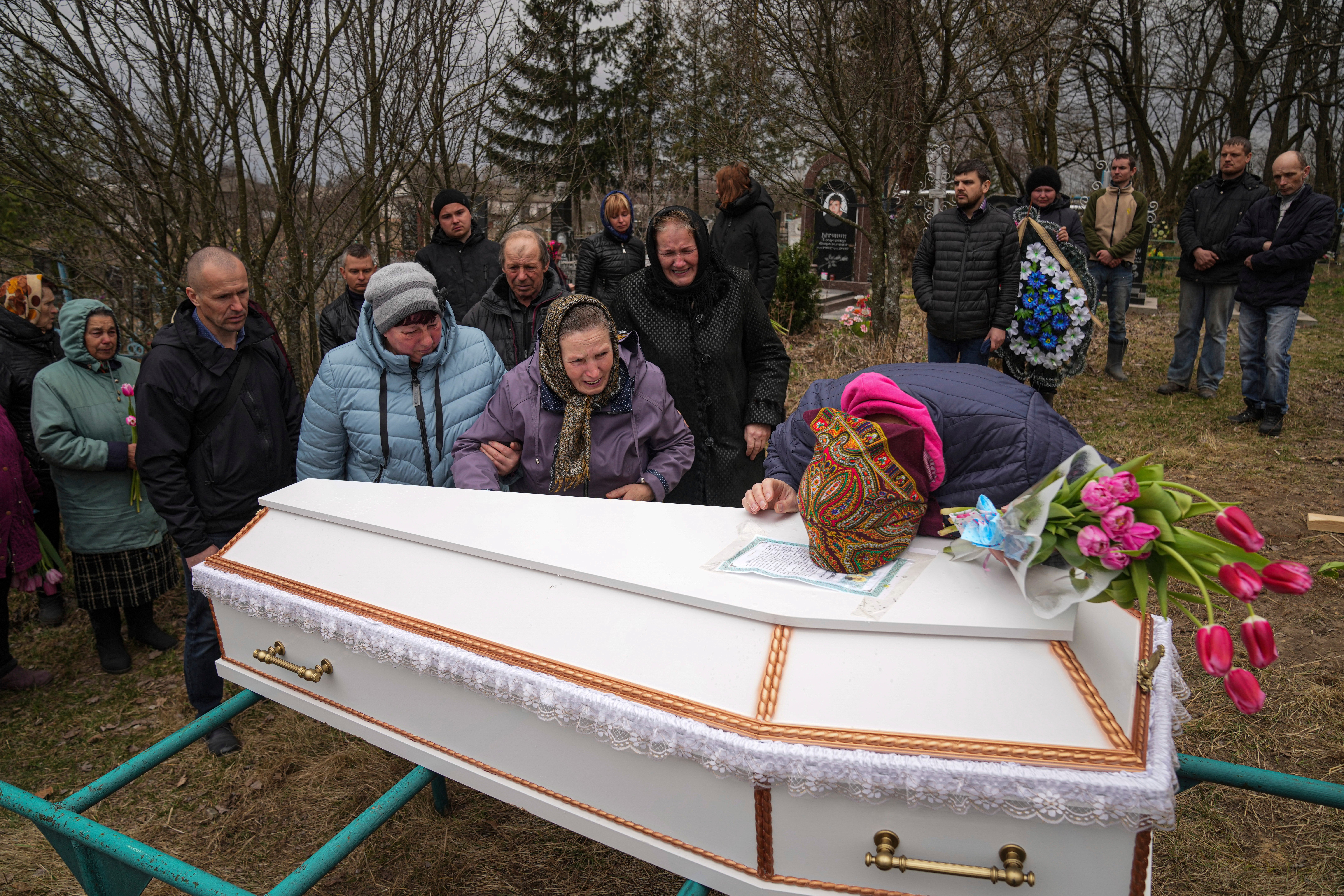 Russia Ukraine War Funeral From Afar