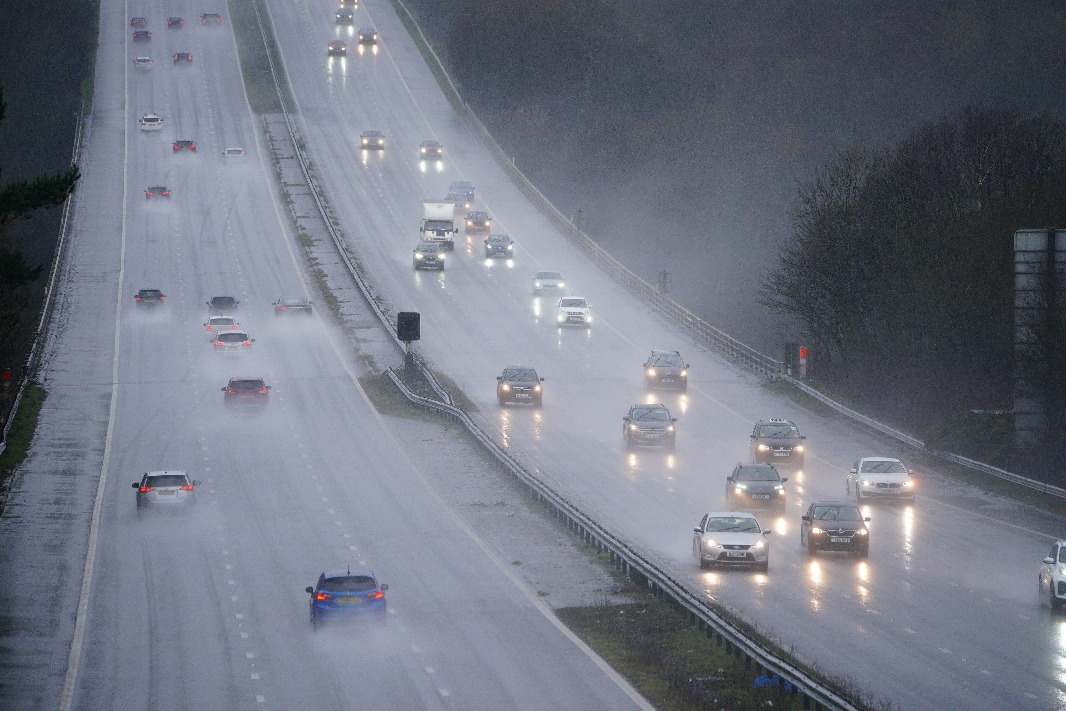 Traffic on the M4 motorway at Bridgend in Wales