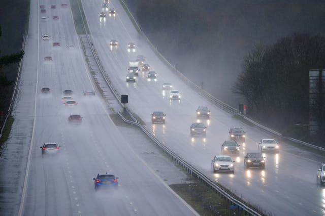 <p>Traffic on the M4 motorway at Bridgend in Wales</p>