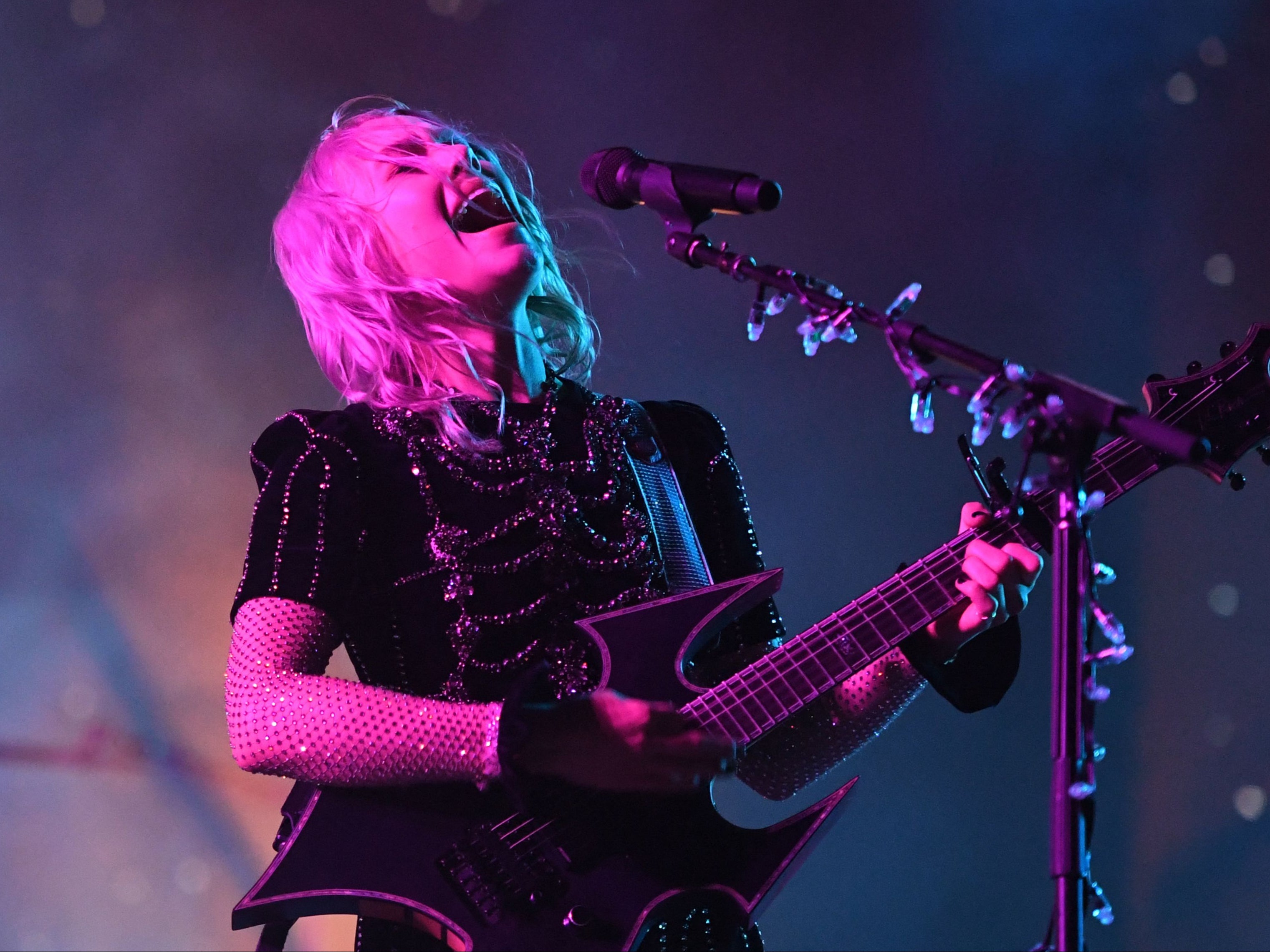 Phoebe Bridgers onstage at Coachella on Friday (15 April)