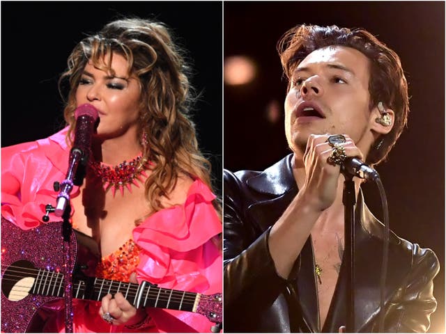 <p>Shania Twain and Harry Styles</p>