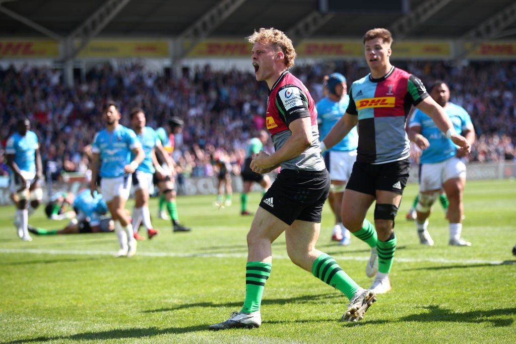 Louis Lyangh scored Harlequins fourth try