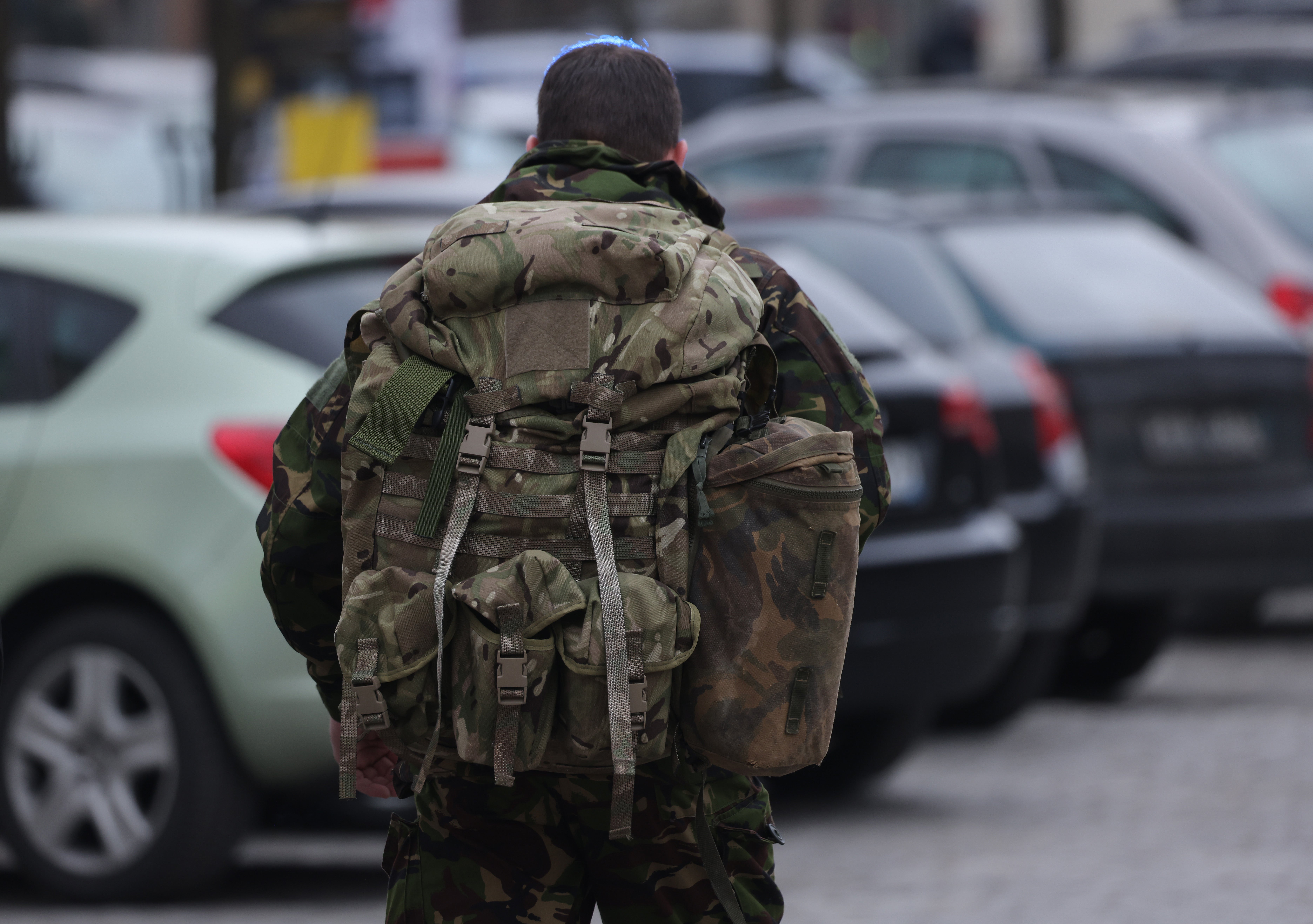 A British combat volunteer heads towards the Ukrainian border in Przemysl, Poland, 7 March 2022