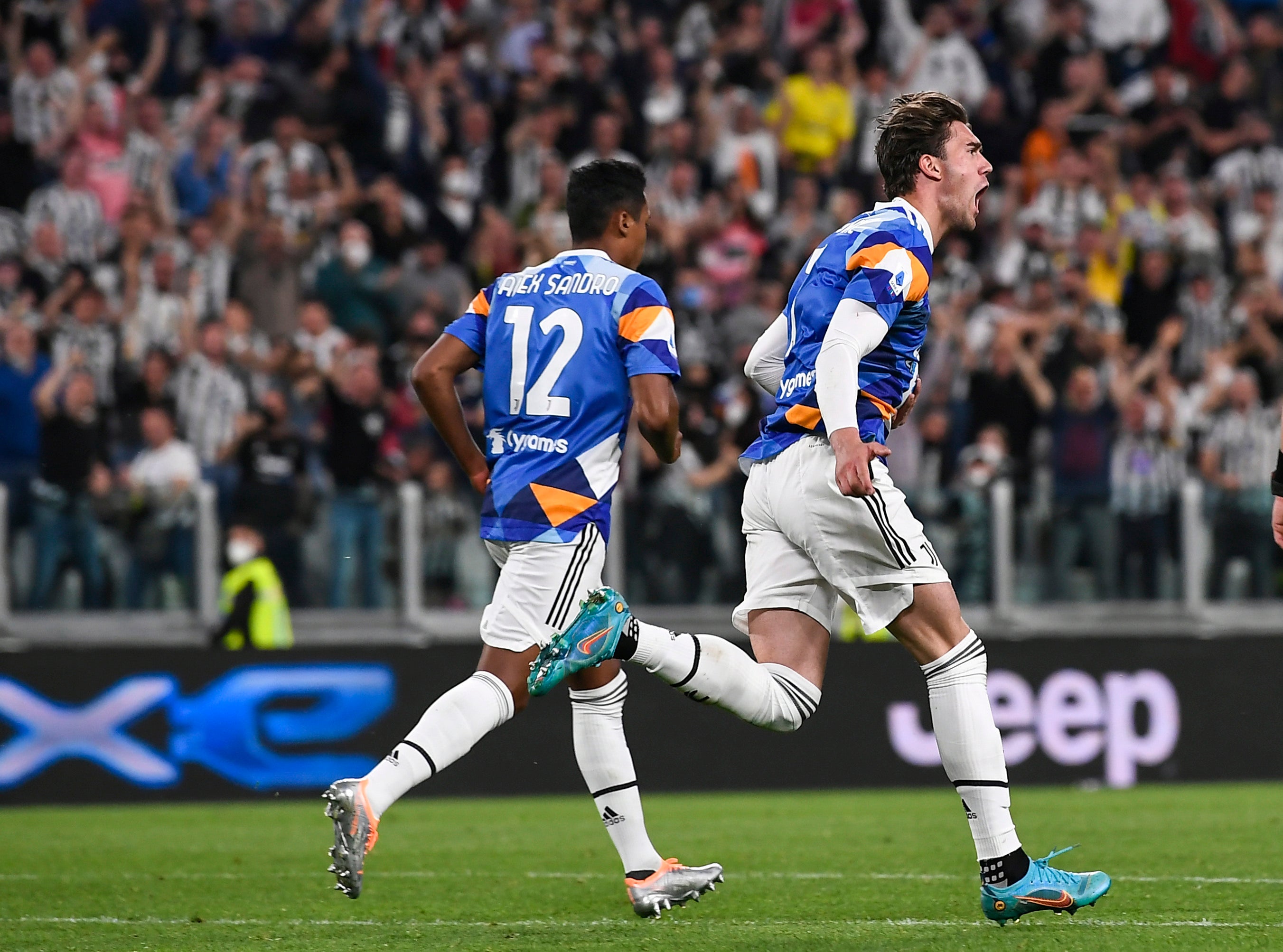 Serbian forward Dusan Vlahovic (right) grabbed Juventus a point (Fabio Ferrari/LaPresse via AP)